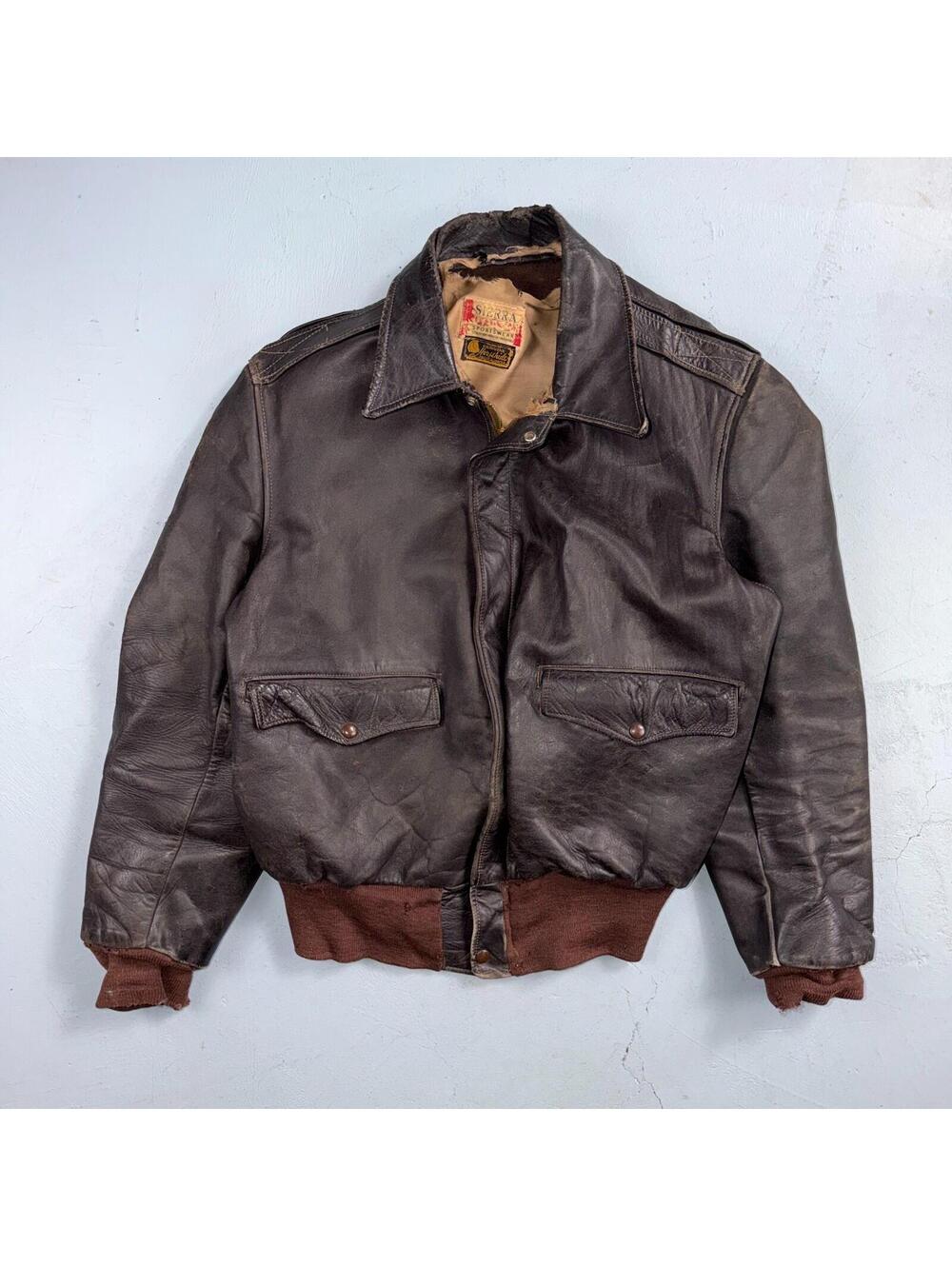 VTG 50s Sierra Sportswear Horsehide Leather Jacket Distressed Buco A2 Bomber